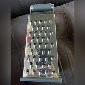 Stainless Steel Box Grater with Gray Handle